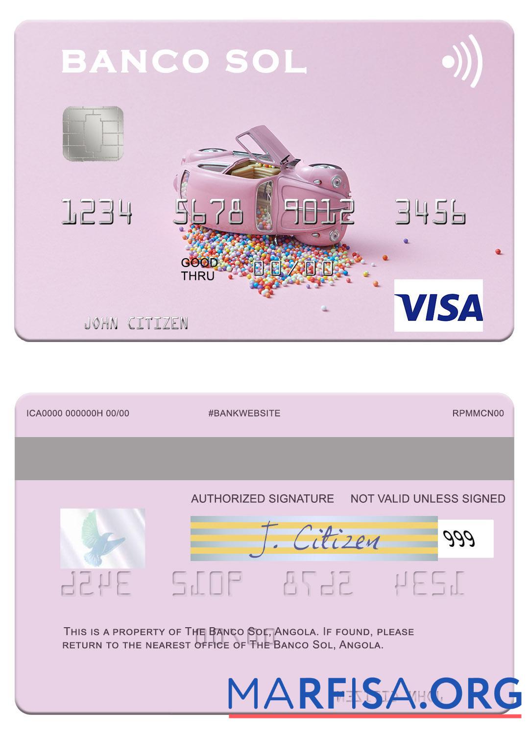 Printable Angola Banco Sol visa card download for verification